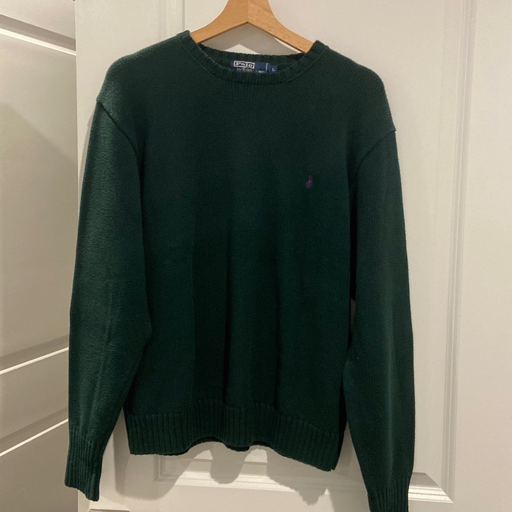 Excellent condition Ralph Lauren vintage crew neck sweater, forest green color